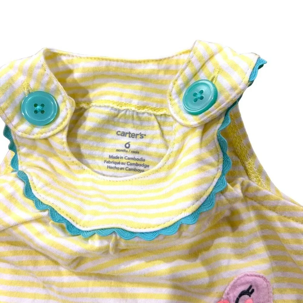 Carter's 6m Yellow Striped Flamingo Romper